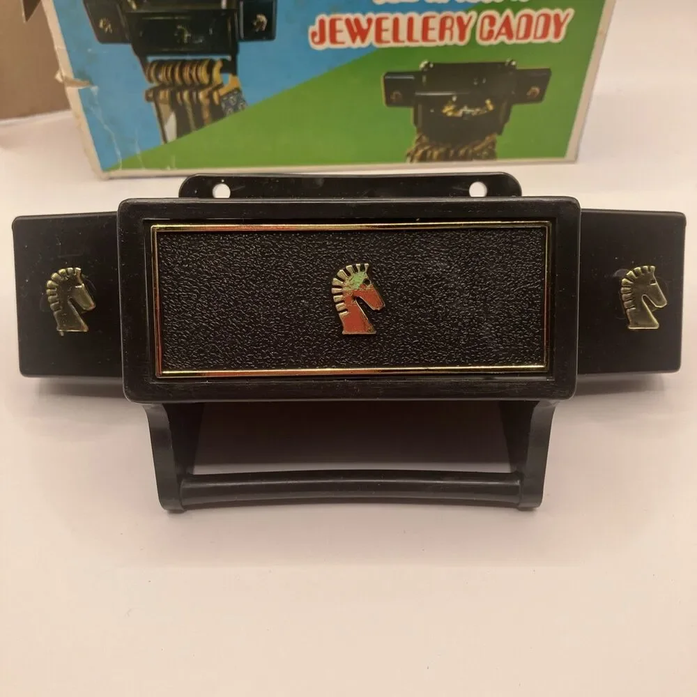 VINTAGE TIE RACK- N - JEWELLERY CADDY 1973 Emson Inc Gold Trojan Style Horse NOS